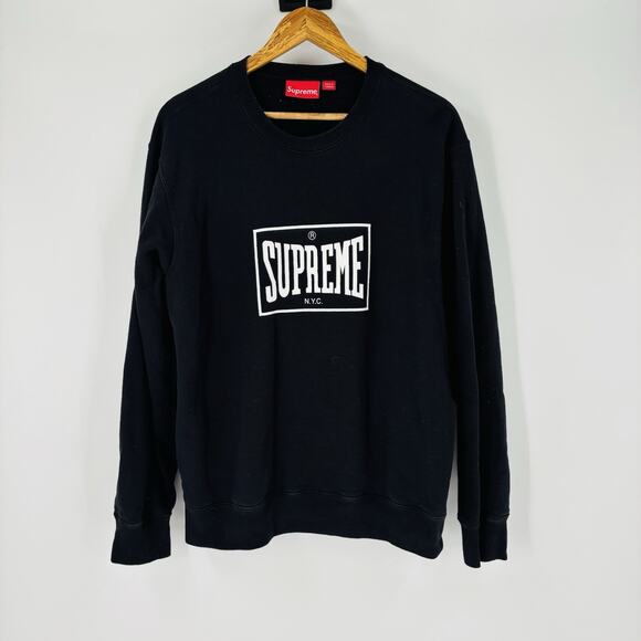 Supreme Warm Up Crewneck Sweater Men’s Large Black Pullover - Picture 1 of 7